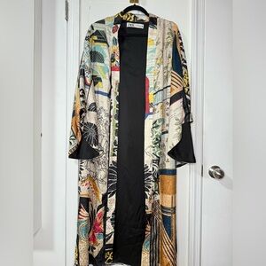 Zara long multi pattern bell sleeve kimono, size medium